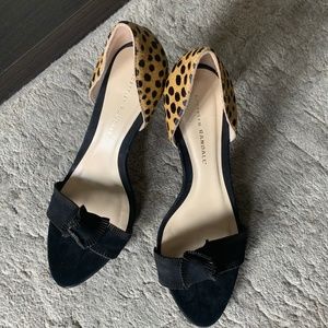 Loeffler Randall Black & Leopard Calf Hair Heels